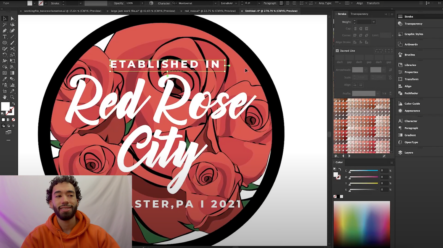 10 minute youtube video of JAM designing JAM Cupids, and Red Rose City Sticker design, part of the Valentines 23' JAM Originals Release