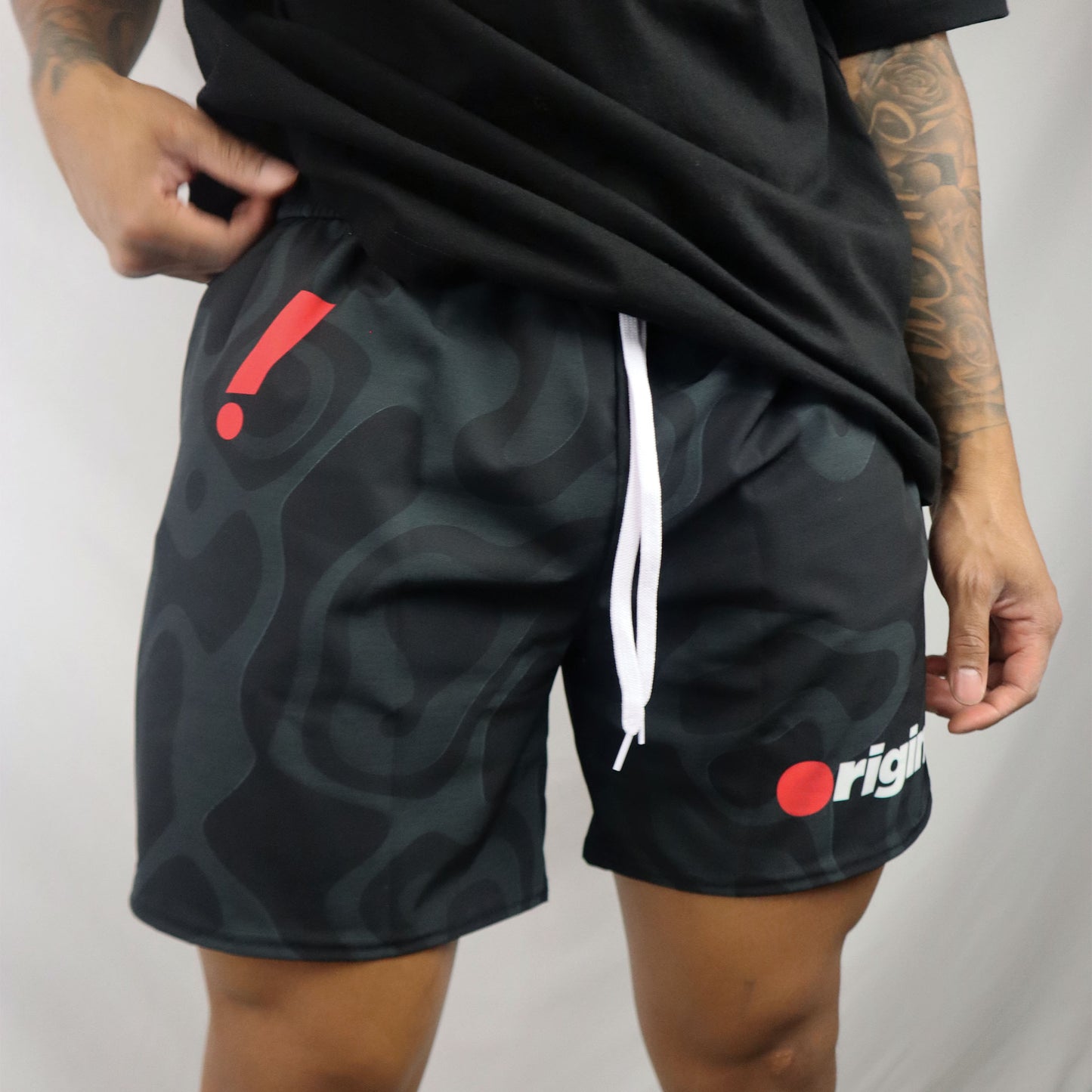 Mens Topographic Camouflage Athletic Shorts